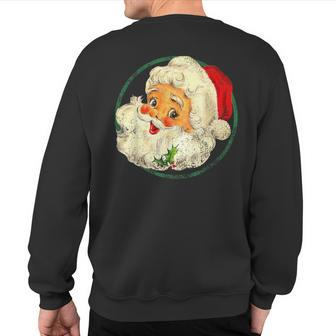 Christmas Santa Claus Face Old Fashioned Sweatshirt Back Print - Monsterry