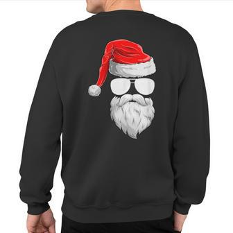 Christmas Santa Claus Face Sunglasses With Hat Beard Sweatshirt Back Print - Monsterry AU