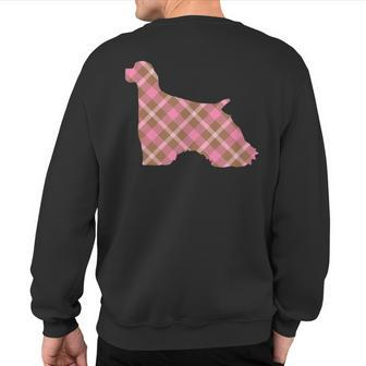 Cocker Spaniel Pink Plaid Dog Silhouette V1 Sweatshirt Back Print - Monsterry CA