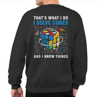 Competitive Puzzle I Solve Cubes And I Know Thing Cubing Sweatshirt Back Print - Monsterry AU