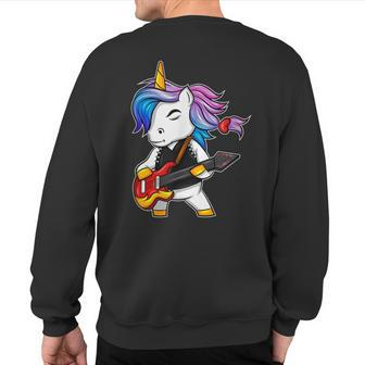 Cool Dabbing Rock ´N´ Roll Unicorn For Rock Fans Sweatshirt Back Print - Monsterry DE