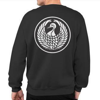 Crane Crest Of Mori Clan Japanese Kamon Mon Sweatshirt Back Print - Monsterry CA