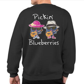 Cute Blueberries Playing Guitar Pickin Blueberries Blueberry Sweatshirt Back Print - Monsterry UK