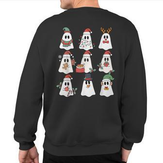Cute Ghost Spooky Christmas Santa Hat Family Pajama Sweatshirt Back Print | Mazezy CA