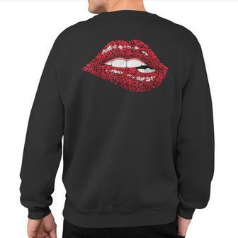 Cute Red Lips Kiss Me Leopard Cheetah Print Sexy Lips Sweatshirt Back Print - Monsterry