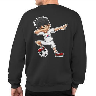 Dabbing Soccer Boy South Korea Korean Flag Jersey Sweatshirt Back Print - Monsterry