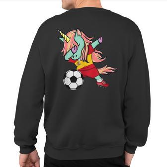 Dabbing Unicorn Soccer Spain Jersey Spanish Football Sweatshirt Back Print - Monsterry DE