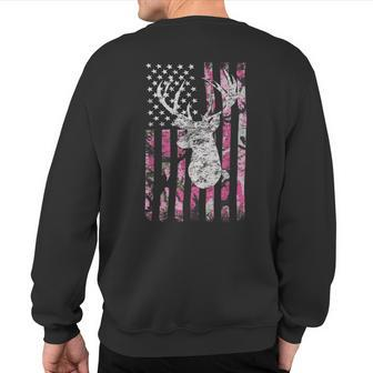 Deer Hunting Camo American Flag Pink Buck Sweatshirt Back Print - Monsterry CA