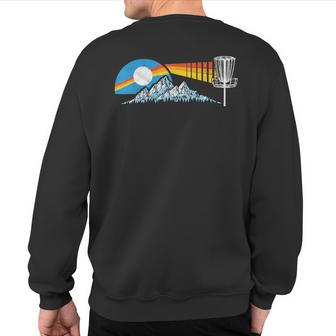 Disc Golf Distressed Mountains & Sun 80S Vintage Sweatshirt Back Print - Monsterry UK