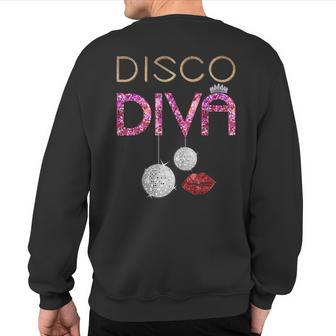 Disco Diva Ladies Disco Gold Ball Silver Red Lips Sweatshirt Back Print - Monsterry CA