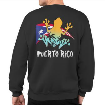 Distressed Style Puerto Rico Frog Puerto Rico Sweatshirt Back Print - Monsterry