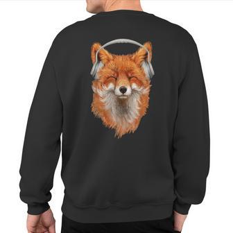 Dj Fox With Headphones Listening To Music Sweatshirt Back Print - Monsterry CA