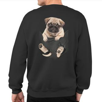 Dog Lovers Pug In Pocket Dog Pug Sweatshirt Back Print - Monsterry