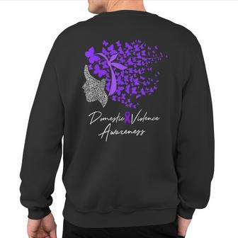 Domestic Violence Awareness Purple Butterflies Sweatshirt Back Print - Monsterry