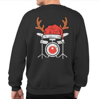 Drums Christmas Music Instrument Band Drummer Rock Xmas Sweatshirt Back Print - Monsterry DE