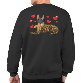 Dutch Shepherd Dog With Stuffed Animal And Hearts Sweatshirt Back Print - Monsterry UK