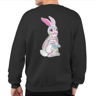 Easter Bunny Sugar Skull Dia De Los Muertos Rabbit T Sweatshirt Back Print - Monsterry CA