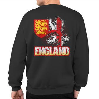 England English Flag Coat Of Arms Football Lion British Sweatshirt Back Print - Monsterry