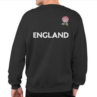 England Rugby Style Vintage Rose Crest Sweatshirt Back Print - Monsterry