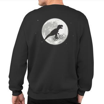 Extra Trexial An Alien T-Rex On Moonlit Bike Ride Sweatshirt Back Print - Monsterry