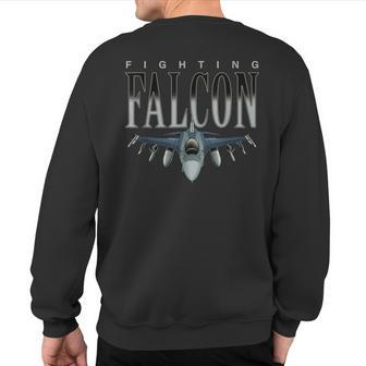 F-16 Fighting Falcon Military Warplane Sweatshirt Back Print - Monsterry