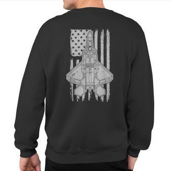 F22 Raptor Fighter Jet Airplane American Flag F22 Sweatshirt Back Print - Monsterry DE