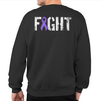 Fight Hodgkins Lymphoma Cancer Military Purple Ribbon Sweatshirt Back Print - Monsterry UK