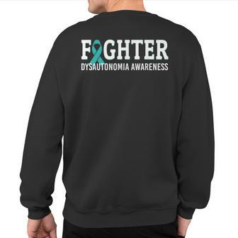 Fighter Dysautonomia Awareness Turquoise Ribbon Warrior Sweatshirt Back Print - Monsterry
