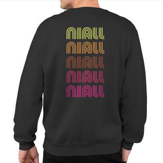 First Name Niall Funky Retro Vintage Disco Sweatshirt Back Print - Thegiftio