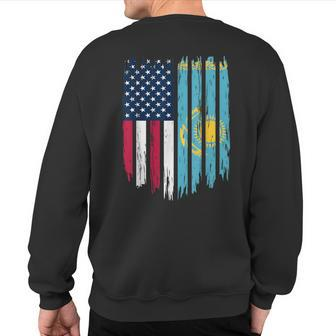 Foreigner Immigrant Usa United States Kazakhstan Flag Sweatshirt Back Print - Monsterry CA