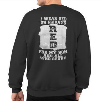 On Friday We Wear Red On Friday Military Red Fridays Son Sweatshirt Back Print - Monsterry UK