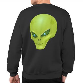 Alien With Earth Eyeballs Ufo Spaceship Novelty Sweatshirt Back Print - Monsterry DE