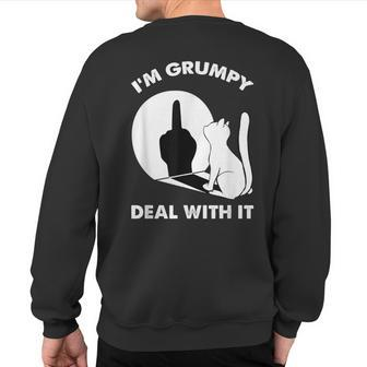 Cat Cat Shadow I'm Grumpy Deal With It Sweatshirt Back Print - Seseable