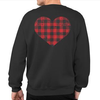 Lumberjack Flannel Heart Pattern Sweatshirt Back Print - Monsterry