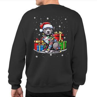 Pitbull Merry Christmas Tree Lights Pitbull Lover Xmas Sweatshirt Back Print | Mazezy