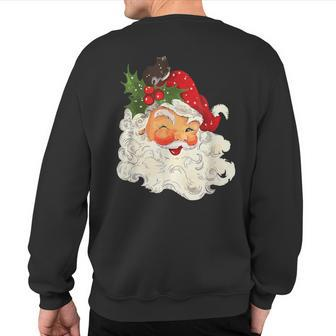 Vintage Red Santa Claus Red Christmas Graphic Sweatshirt Back Print - Monsterry