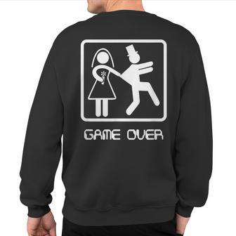 Game Over Video Gamer Bachelor Wedding Groom Sweatshirt Back Print - Monsterry