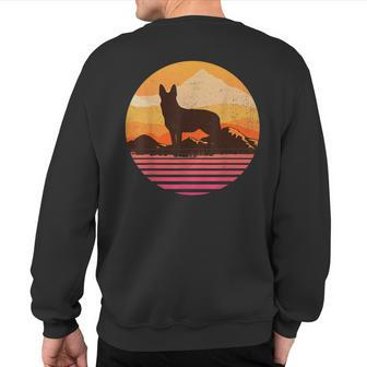 German Shepard With Sun Mountain Vintage Retro Sweatshirt Back Print - Monsterry DE