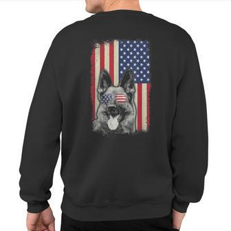 German Shepherd Usa Flag Sunglasses 4Th Of July Dog Lovers Sweatshirt Back Print - Monsterry