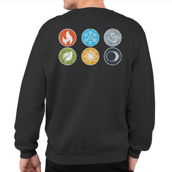 Gloomhaven Elements Symbol Fire Ice Air Earth Light Dark Sweatshirt Back Print - Monsterry CA