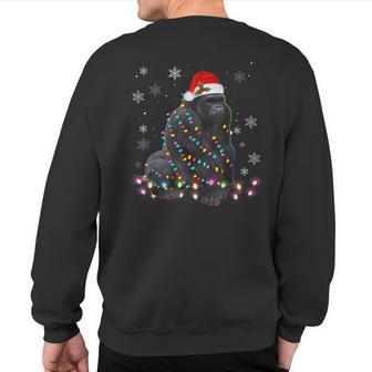 Gorilla With Santa's Hat Christmas Lights Family Sweatshirt Back Print - Monsterry