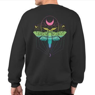 Goth Moth And Crescent Moon Creepy For Goths Sweatshirt Back Print - Monsterry