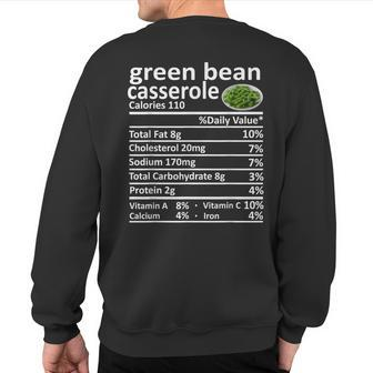 Green Bean Casserole Nutrition Food Facts Thanksgiving Sweatshirt Back Print - Monsterry