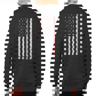 Grunge Pink American Flag Pink Stripe Breast Cancer Support Sweatshirt Back Print - Monsterry