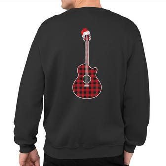 Guitar Red Plaid Buffalo Christmas Pajamas Family Sweatshirt Back Print - Monsterry