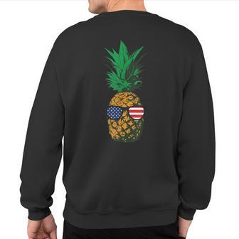 Hawaiian Pineapple American Flag Sunglasses 4Th Of July Sweatshirt Back Print - Monsterry