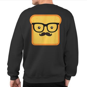 Hipster Loaf Of Bread Cartoon & Trendy Chef Sweatshirt Back Print - Monsterry