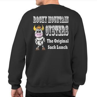 Humorous Rocky Mountain Oysters T Sweatshirt Back Print - Monsterry UK