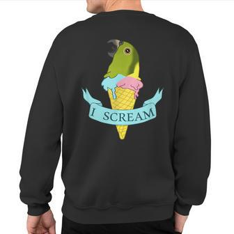 Ice Cream I Scream Yellow Naped Amazon Parrot Sweatshirt Back Print - Monsterry CA