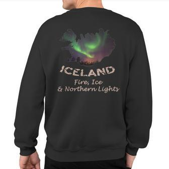 Iceland Fire Ice & Northern Lights Aurora Sweatshirt Back Print - Monsterry DE